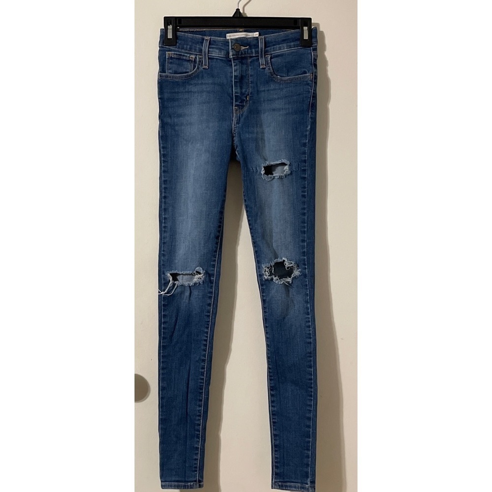Girl's Levi's 720 High Rise Super Skinny Distressed Jeans Size 24 Waist - Picture 3 of 6